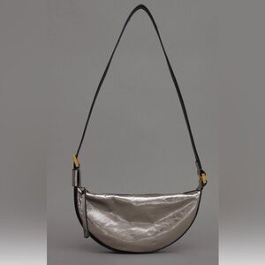 AllSaints Metallic Silver Crescent Half Moon Shoulder Bag